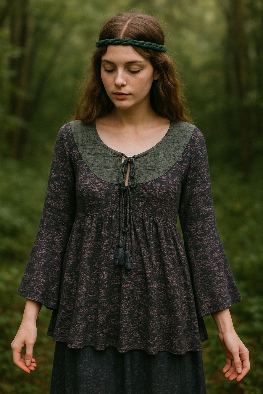 Anthropologie Akemi+Kin Paisley Print Bell Sleeve Baby Doll Top Size Small